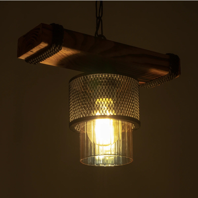 GLOBOSTAR® GLORA 201-0007 Vintage Κρεμαστό Φωτιστικό Οροφής με Ντουί 1 x E27 AC 220-240V IP20 - Μπεζ & Μαύρο - Μ29 x Π12 x Υ21cm