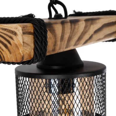 GLOBOSTAR® GLORA 201-0007 Vintage Κρεμαστό Φωτιστικό Οροφής με Ντουί 1 x E27 AC 220-240V IP20 - Μπεζ & Μαύρο - Μ29 x Π12 x Υ21cm