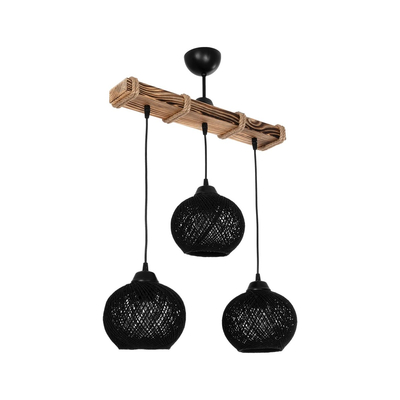 GLOBOSTAR® LUMA 201-0010 Vintage Κρεμαστό Φωτιστικό Οροφής με Ντουί 3 x E27 AC 220-240V IP20 - Μπεζ & Μαύρο - Μ55 x Π18 x Υ65cm