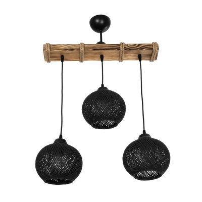 GLOBOSTAR® LUMA 201-0010 Vintage Κρεμαστό Φωτιστικό Οροφής με Ντουί 3 x E27 AC 220-240V IP20 - Μπεζ & Μαύρο - Μ55 x Π18 x Υ65cm