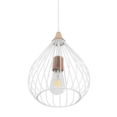 GLOBOSTAR® RADIARO 201-0014 Vintage Κρεμαστό Φωτιστικό Οροφής με Ντουί 1 x E27 AC 220-240V IP20 - Λευκό & Χάλκινο - Μ26 x Π26 x Υ35cm