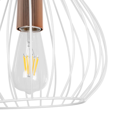 GLOBOSTAR® RADIARO 201-0014 Vintage Κρεμαστό Φωτιστικό Οροφής με Ντουί 1 x E27 AC 220-240V IP20 - Λευκό & Χάλκινο - Μ26 x Π26 x Υ35cm