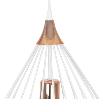 GLOBOSTAR® RADIARO 201-0014 Vintage Κρεμαστό Φωτιστικό Οροφής με Ντουί 1 x E27 AC 220-240V IP20 - Λευκό & Χάλκινο - Μ26 x Π26 x Υ35cm