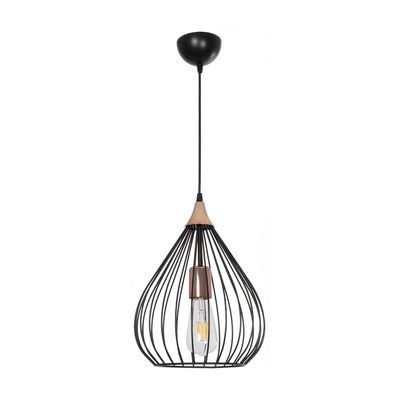 GLOBOSTAR® RADIARO 201-0015 Vintage Κρεμαστό Φωτιστικό Οροφής με Ντουί 1 x E27 AC 220-240V IP20 - Μαύρο & Χάλκινο - Μ26 x Π26 x Υ35cm