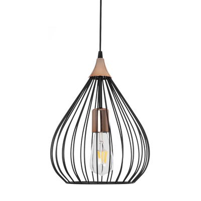 GLOBOSTAR® RADIARO 201-0015 Vintage Κρεμαστό Φωτιστικό Οροφής με Ντουί 1 x E27 AC 220-240V IP20 - Μαύρο & Χάλκινο - Μ26 x Π26 x Υ35cm