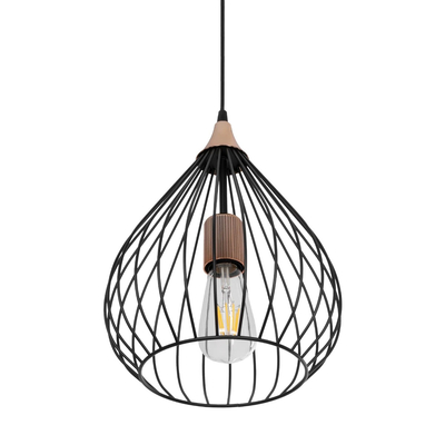 GLOBOSTAR® RADIARO 201-0015 Vintage Κρεμαστό Φωτιστικό Οροφής με Ντουί 1 x E27 AC 220-240V IP20 - Μαύρο & Χάλκινο - Μ26 x Π26 x Υ35cm