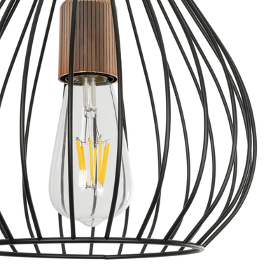 GLOBOSTAR® RADIARO 201-0015 Vintage Κρεμαστό Φωτιστικό Οροφής με Ντουί 1 x E27 AC 220-240V IP20 - Μαύρο & Χάλκινο - Μ26 x Π26 x Υ35cm