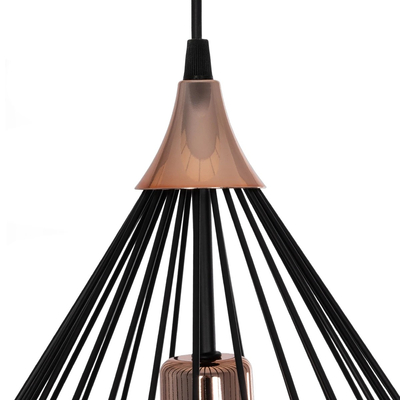 GLOBOSTAR® RADIARO 201-0015 Vintage Κρεμαστό Φωτιστικό Οροφής με Ντουί 1 x E27 AC 220-240V IP20 - Μαύρο & Χάλκινο - Μ26 x Π26 x Υ35cm