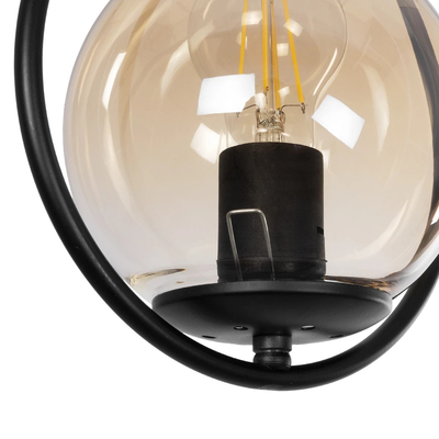 GLOBOSTAR® DROP 201-0016 Vintage Κρεμαστό Φωτιστικό Οροφής με Ντουί 1 x E27 AC 220-240V IP20 - Μαύρο & Μελί - Μ20 x Π15 x Υ47cm