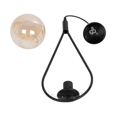 GLOBOSTAR® DROP 201-0016 Vintage Κρεμαστό Φωτιστικό Οροφής με Ντουί 1 x E27 AC 220-240V IP20 - Μαύρο & Μελί - Μ20 x Π15 x Υ47cm