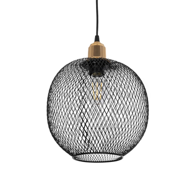 GLOBOSTAR® SOLUX 201-0019 Μοντέρνο Κρεμαστό Φωτιστικό Οροφής με Ντουί 1 x E27 AC 220-240V IP20 - Μαύρο & Χρυσό - Μ25 x Π25 x Υ32cm