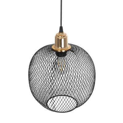 GLOBOSTAR® SOLUX 201-0019 Μοντέρνο Κρεμαστό Φωτιστικό Οροφής με Ντουί 1 x E27 AC 220-240V IP20 - Μαύρο & Χρυσό - Μ25 x Π25 x Υ32cm