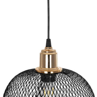 GLOBOSTAR® SOLUX 201-0019 Μοντέρνο Κρεμαστό Φωτιστικό Οροφής με Ντουί 1 x E27 AC 220-240V IP20 - Μαύρο & Χρυσό - Μ25 x Π25 x Υ32cm