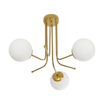 GLOBOSTAR® SHINY 201-0028 Vintage Φωτιστικό Οροφής με Ντουί 3 x E27 AC 220-240V IP20 - Λευκό & Χρυσό - Μ70 x Π70 x Υ16cm