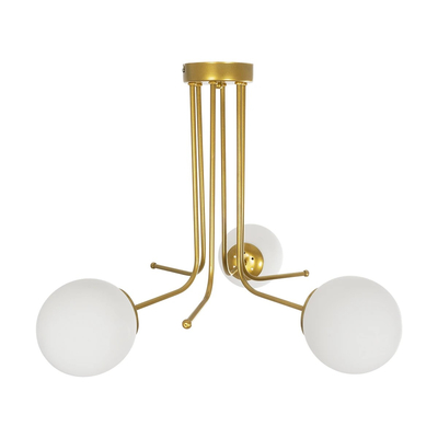 GLOBOSTAR® SHINY 201-0028 Vintage Φωτιστικό Οροφής με Ντουί 3 x E27 AC 220-240V IP20 - Λευκό & Χρυσό - Μ70 x Π70 x Υ16cm