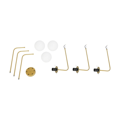 GLOBOSTAR® SHINY 201-0028 Vintage Φωτιστικό Οροφής με Ντουί 3 x E27 AC 220-240V IP20 - Λευκό & Χρυσό - Μ70 x Π70 x Υ16cm