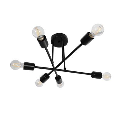 GLOBOSTAR® LAMIRA 201-0029 Μοντέρνο Φωτιστικό Οροφής με Ντουί 6 x E27 AC 220-240V IP20 - Μαύρο - Μ51 x Π51 x Υ7cm