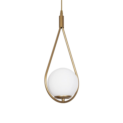 GLOBOSTAR® DROP 201-0034 Vintage Κρεμαστό Φωτιστικό Οροφής με Ντουί 1 x E27 AC 220-240V IP20 - Χρυσό & Λευκό - Μ20 x Π15 x Υ47cm