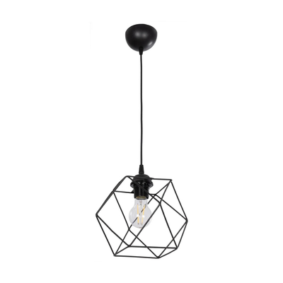 GLOBOSTAR® SOLIS 201-0045 Vintage Κρεμαστό Φωτιστικό Οροφής με Ντουί 1 x E27 AC 220-240V IP20 - Μαύρο - Μ25 x Π25 x Υ24cm