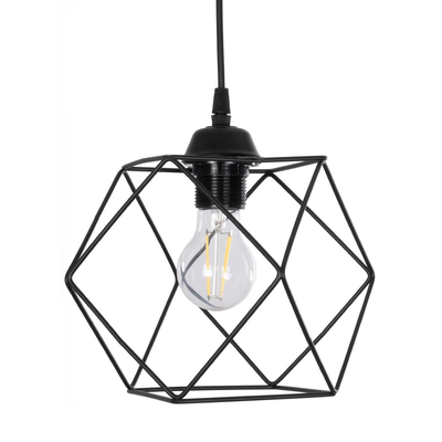 GLOBOSTAR® SOLIS 201-0045 Vintage Κρεμαστό Φωτιστικό Οροφής με Ντουί 1 x E27 AC 220-240V IP20 - Μαύρο - Μ25 x Π25 x Υ24cm