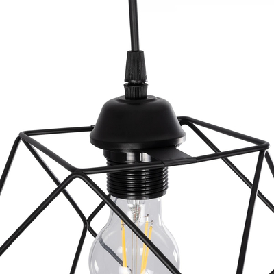GLOBOSTAR® SOLIS 201-0045 Vintage Κρεμαστό Φωτιστικό Οροφής με Ντουί 1 x E27 AC 220-240V IP20 - Μαύρο - Μ25 x Π25 x Υ24cm