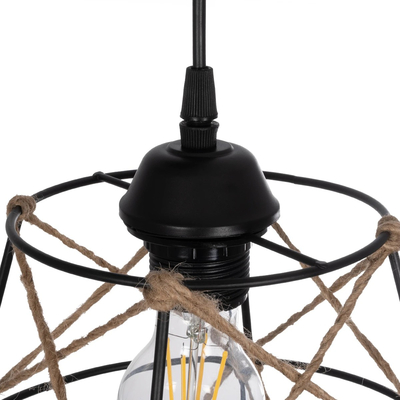 GLOBOSTAR® RAYLO 201-0048 Vintage Κρεμαστό Φωτιστικό Οροφής με Ντουί 3 x E27 AC 220-240V IP20 - Μαύρο & Μπεζ - Μ44 x Π44 x Υ73cm
