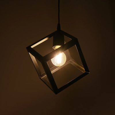 GLOBOSTAR® DISE 201-0049 Μοντέρνο Κρεμαστό Φωτιστικό Οροφής με Ντουί 1 x E27 AC 220-240V IP20 - Μαύρο - Μ28 x Π28 x Υ31cm