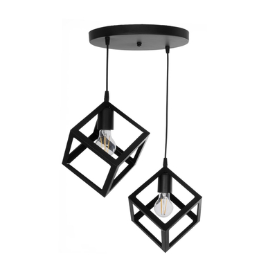 GLOBOSTAR® DISE 201-0050 Μοντέρνο Κρεμαστό Φωτιστικό Οροφής με Ντουί 2 x E27 AC 220-240V IP20 - Μαύρο - Μ50 x Π30 x Υ50cm