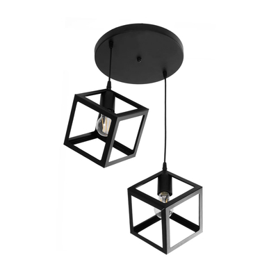 GLOBOSTAR® DISE 201-0050 Μοντέρνο Κρεμαστό Φωτιστικό Οροφής με Ντουί 2 x E27 AC 220-240V IP20 - Μαύρο - Μ50 x Π30 x Υ50cm