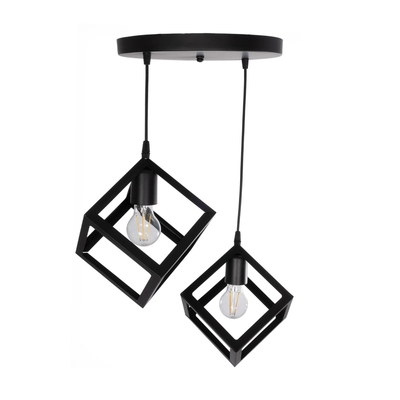 GLOBOSTAR® DISE 201-0050 Μοντέρνο Κρεμαστό Φωτιστικό Οροφής με Ντουί 2 x E27 AC 220-240V IP20 - Μαύρο - Μ50 x Π30 x Υ50cm