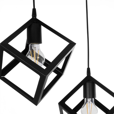 GLOBOSTAR® DISE 201-0050 Μοντέρνο Κρεμαστό Φωτιστικό Οροφής με Ντουί 2 x E27 AC 220-240V IP20 - Μαύρο - Μ50 x Π30 x Υ50cm