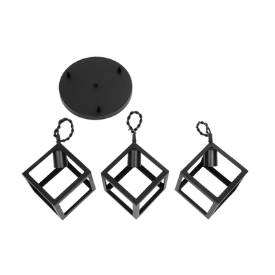 GLOBOSTAR® DISE 201-0051 Μοντέρνο Κρεμαστό Φωτιστικό Οροφής με Ντουί 3 x E27 AC 220-240V IP20 - Μαύρο - Μ48 x Π48 x Υ65cm