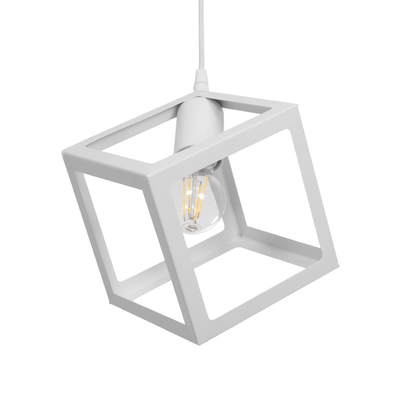 GLOBOSTAR® DISE 201-0052 Μοντέρνο Κρεμαστό Φωτιστικό Οροφής με Ντουί 1 x E27 AC 220-240V IP20 - Λευκό - Μ28 x Π28 x Υ31cm