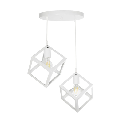 GLOBOSTAR® DISE 201-0053 Μοντέρνο Κρεμαστό Φωτιστικό Οροφής με Ντουί 2 x E27 AC 220-240V IP20 - Λευκό - Μ50 x Π30 x Υ50cm