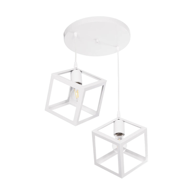 GLOBOSTAR® DISE 201-0053 Μοντέρνο Κρεμαστό Φωτιστικό Οροφής με Ντουί 2 x E27 AC 220-240V IP20 - Λευκό - Μ50 x Π30 x Υ50cm