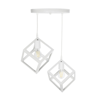 GLOBOSTAR® DISE 201-0053 Μοντέρνο Κρεμαστό Φωτιστικό Οροφής με Ντουί 2 x E27 AC 220-240V IP20 - Λευκό - Μ50 x Π30 x Υ50cm