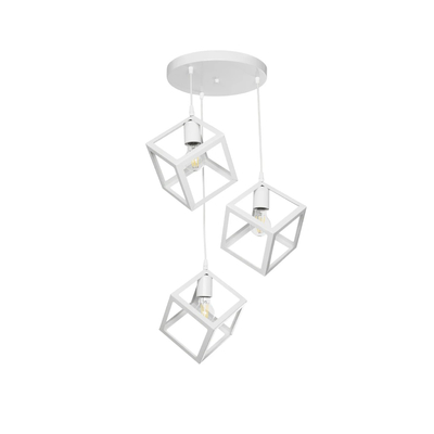 GLOBOSTAR® DISE 201-0054 Μοντέρνο Κρεμαστό Φωτιστικό Οροφής με Ντουί 3 x E27 AC 220-240V IP20 - Λευκό - Μ48 x Π48 x Υ65cm