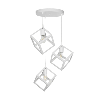 GLOBOSTAR® DISE 201-0054 Μοντέρνο Κρεμαστό Φωτιστικό Οροφής με Ντουί 3 x E27 AC 220-240V IP20 - Λευκό - Μ48 x Π48 x Υ65cm