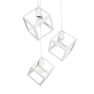 GLOBOSTAR® DISE 201-0054 Μοντέρνο Κρεμαστό Φωτιστικό Οροφής με Ντουί 3 x E27 AC 220-240V IP20 - Λευκό - Μ48 x Π48 x Υ65cm