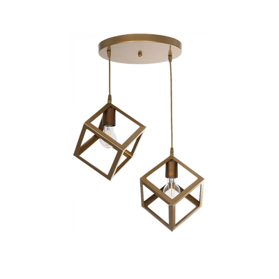 GLOBOSTAR® DISE 201-0056 Μοντέρνο Κρεμαστό Φωτιστικό Οροφής με Ντουί 2 x E27 AC 220-240V IP20 - Χρυσό - Μ50 x Π30 x Υ50cm