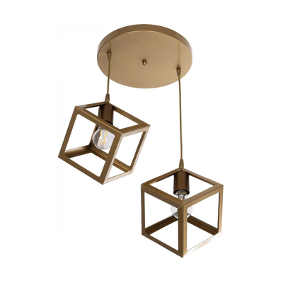 GLOBOSTAR® DISE 201-0056 Μοντέρνο Κρεμαστό Φωτιστικό Οροφής με Ντουί 2 x E27 AC 220-240V IP20 - Χρυσό - Μ50 x Π30 x Υ50cm