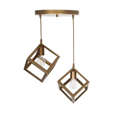 GLOBOSTAR® DISE 201-0056 Μοντέρνο Κρεμαστό Φωτιστικό Οροφής με Ντουί 2 x E27 AC 220-240V IP20 - Χρυσό - Μ50 x Π30 x Υ50cm