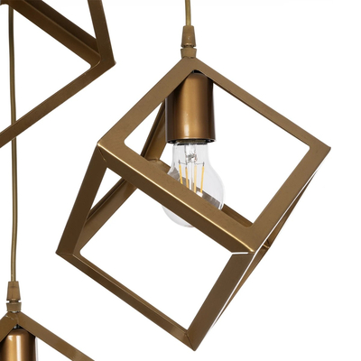 GLOBOSTAR® DISE 201-0057 Μοντέρνο Κρεμαστό Φωτιστικό Οροφής με Ντουί 3 x E27 AC 220-240V IP20 - Χρυσό - Μ48 x Π48 x Υ65cm