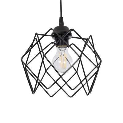 GLOBOSTAR® SOLON 201-0059 Μοντέρνο Κρεμαστό Φωτιστικό Οροφής με Ντουί 1 x E27 AC 220-240V IP20 - Μαύρο - Μ24 x Π24 x Υ23cm