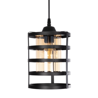 GLOBOSTAR® SOLON 201-0060 Μοντέρνο Κρεμαστό Φωτιστικό Οροφής με Ντουί 1 x E27 AC 220-240V IP20 - Μαύρο & Μελί - Μ16 x Π16 x Υ26cm