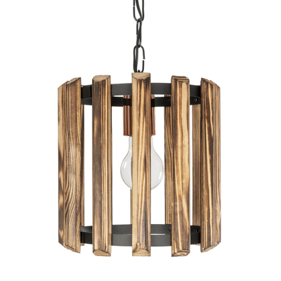 GLOBOSTAR® PRISMON 201-0061 Vintage Κρεμαστό Φωτιστικό Οροφής με Ντουί 1 x E27 AC 220-240V IP20 - Καφέ & Μαύρο - Μ22 x Π22 x Υ24cm