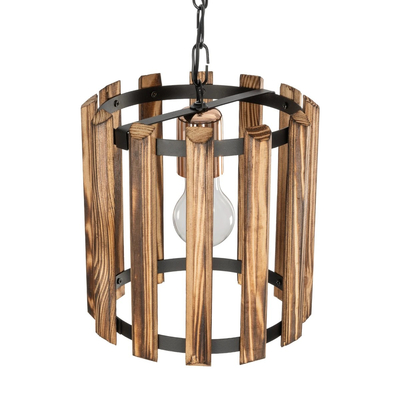 GLOBOSTAR® PRISMON 201-0061 Vintage Κρεμαστό Φωτιστικό Οροφής με Ντουί 1 x E27 AC 220-240V IP20 - Καφέ & Μαύρο - Μ22 x Π22 x Υ24cm