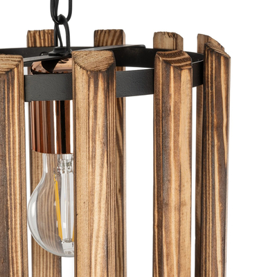 GLOBOSTAR® PRISMON 201-0061 Vintage Κρεμαστό Φωτιστικό Οροφής με Ντουί 1 x E27 AC 220-240V IP20 - Καφέ & Μαύρο - Μ22 x Π22 x Υ24cm