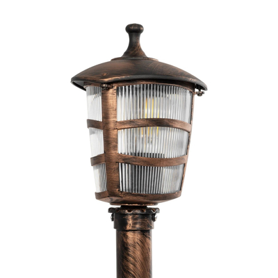 GloboStar® ZARDIN 203-0227 Vintage Επιδαπέδιο Φωτιστικό Κολωνάκι Κήπου Μονόφωτο 1 x E27 IP44 Χάλκινο & Διάφανο Πλαστικό - Μ17 x Π22 x Υ30cm