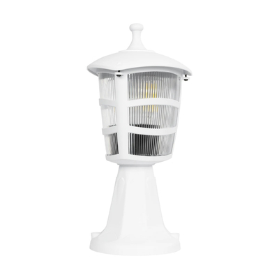 GloboStar® ZARDIN 203-0238 Vintage Επιδαπέδιο Φωτιστικό Φαναράκι Μονόφωτο 1 x E27 IP44 Λευκό & Διάφανο Πλαστικό - Μ17 x Π17 x Υ34cm